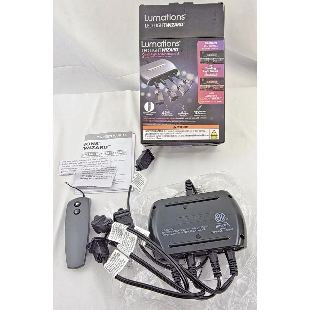 Lumations LED Light Wizard 4-Port Controller Plug Play 10 Motion Effects Remote